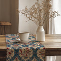 Elegant Boho Table Runner – Blue and Beige Floral Decor, Classic Dining Accent - Image 1