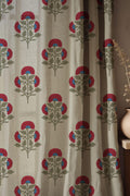 Floral Linen Curtains: Vintage Ottoman Carnation Print, Rustic Farmhouse Style - Image 1