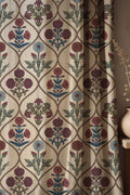 Floral Linen Curtains: Vintage Persian Botanical Print Window Treatment - Image 1
