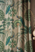 Peacock Linen Curtains: Tropical Palm Print Window Drapes - Image 1