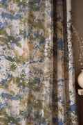 Abstract Watercolor Linen Curtain: Blue, Green Painterly Print - Image 1