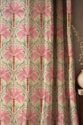 Vintage Pink Palm Linen Curtain: Hand-Drawn Tropical Bohemian Drapery - Image 1