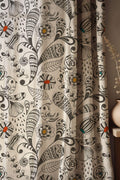 Floral Bird Linen Curtains: Whimsical Hand-Drawn Drapes - Image 1