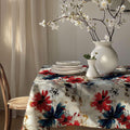 Bold Floral Tablecloth: Red & Blue Gardenya Fabric Table Cover - Image 1