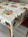 Bold Floral Tablecloth: Red & Blue Gardenya Fabric Table Cover - Image 2