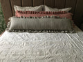 Ruffled Linen Lumbar Pillow Cover: Striped Farmhouse Bolster - Image 1