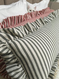 Ruffled Linen Lumbar Pillow Cover: Striped Farmhouse Bolster - Image 3
