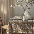 Retro Daisy Flower Tablecloth: Brown Beige Gardenya Fabric - Image 1