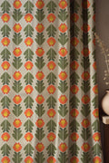 Scandinavian Linen Curtain: Retro Tulip Floral Print Window Drape - Image 1