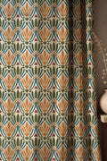 Vintage Mediterranean Linen Curtain: Floral Boho Drapes - Image 1