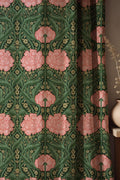 William Morris Linen Curtain: Pink Floral Botanical Drapes - Image 1