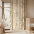 Boho Beige Striped Curtain: Sheer Tribal Kids Room Panel - Image 1