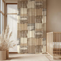 Abstract Grid Sheer Fabric Curtain – Modern Light Filtering Nursery Panel – Neutral Geometric Window Drapery - Image 1