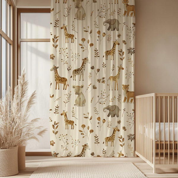 Safari Animals Sheer Curtain: Jungle Nursery Decor