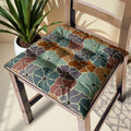 Geometric Floral Chair Cushion: Retro Multicolor Cotton Linen Seat Pad - Image 1