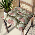 Art Deco Floral Chair Cushion: Pink Carnation Linen Seat Pad - Image 1