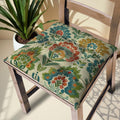 Floral Linen Chair Cushion: Handmade Rustic Seat Pad with Ties - Image 1