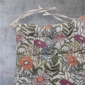 Floral Linen Chair Cushion: Minimalist Green & White Line Art, Handmade Seat Pad - Image 3