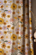 Retro Daisy Linen Curtain: Floral Wildflower Print Window Panel - Image 1