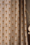 Floral Linen Curtain: Earthy Orange Daisy Print, Scandinavian Style - Image 1