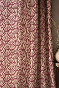 Burgundy Floral Linen Curtain: Bold Petal Print, Light Filtering - Image 1