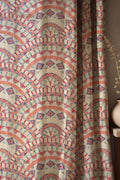 Boho Sunburst Linen Curtain: Geometric Tribal Window Panel - Image 1