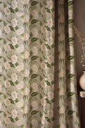 Floral Paisley Linen Curtain: Green Leaf Botanical Window Panel - Image 1