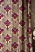 Watercolor Floral Linen Curtain: Purple Red Artistic Window Panel - Image 1