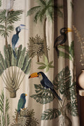 Tropical Birds Curtain: Cotton Linen Jungle Print Drapes - Custom Size - Image 1