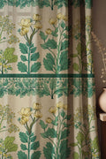 Vintage Botanical Linen Curtain: Yellow Floral Herb Garden Print - Image 1