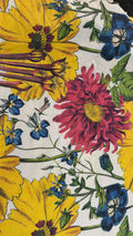 Vintage Floral Linen Curtain: Bold Botanical Print, Yellow, Red & Blue - Image 2