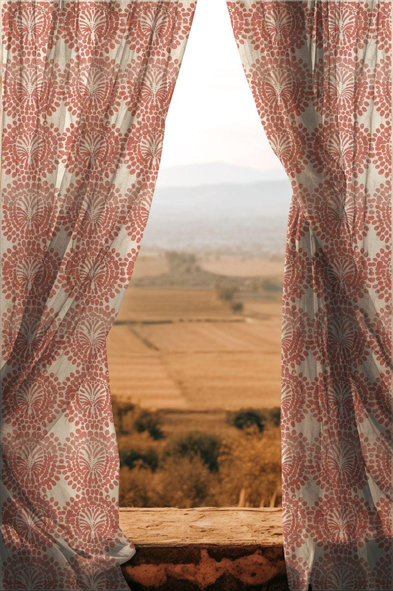 Red Mandala Sheer Curtain: Lightweight Boho Window Drape