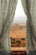 Sage Green Chevron Sheer Curtain Panel: Modern Boho Window Drape - Image 1