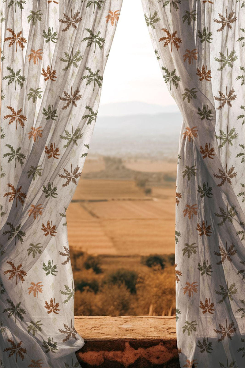Sheer Palm Leaf Curtain: Tropical Boho Coastal Decor