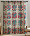 Boho Floral Curtain Panel: Cotton Linen Damask Print, Rustic Farmhouse Drapery - Image 3