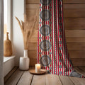 Mandala Stripe Linen Curtain: Boho Red & Navy Window Panel - Image 3