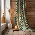 Green Leaf Linen Curtain: Botanical Print, Rustic Window Panel - Image 3