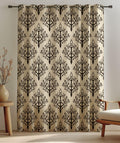 Black Tree Print Linen Curtain: Boho Rustic Window Panel - Image 2