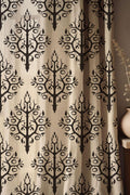 Black Tree Print Linen Curtain: Boho Rustic Window Panel - Image 1