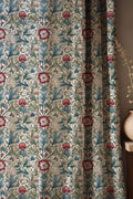 Vintage Floral Linen Curtain: William Morris Style Botanical Drapery - Image 1