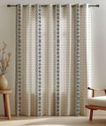 Mudcloth Linen Curtain: Black and White Boho Window Panel - Image 2