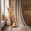Tribal Linen Curtain: Beige Mudcloth-Inspired Boho Drapery - Image 3