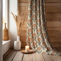 Terracotta Floral Linen Curtain: Handpainted Botanical Boho Drapery - Image 3