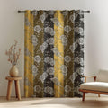 Sunflower Linen Curtain: Mustard & Black Floral Print - Modern Botanical Drapery - Image 2