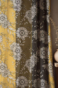 Sunflower Linen Curtain: Mustard & Black Floral Print - Modern Botanical Drapery - Image 1