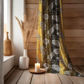 Sunflower Linen Curtain: Mustard & Black Floral Print - Modern Botanical Drapery - Image 3