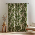 Tropical Leaf Linen Curtain: Green Botanical Jungle Print - Image 2