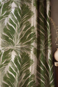 Tropical Leaf Linen Curtain: Green Botanical Jungle Print - Image 1