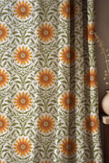 Vintage Sunflower Linen Curtain: Botanical Floral Drapery - Image 1