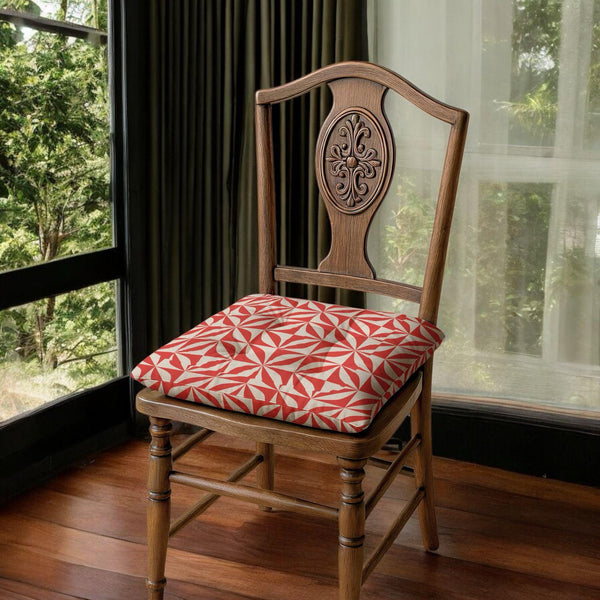 Red Geometric Chair Cushion: Modern Cotton Linen Seat Pad